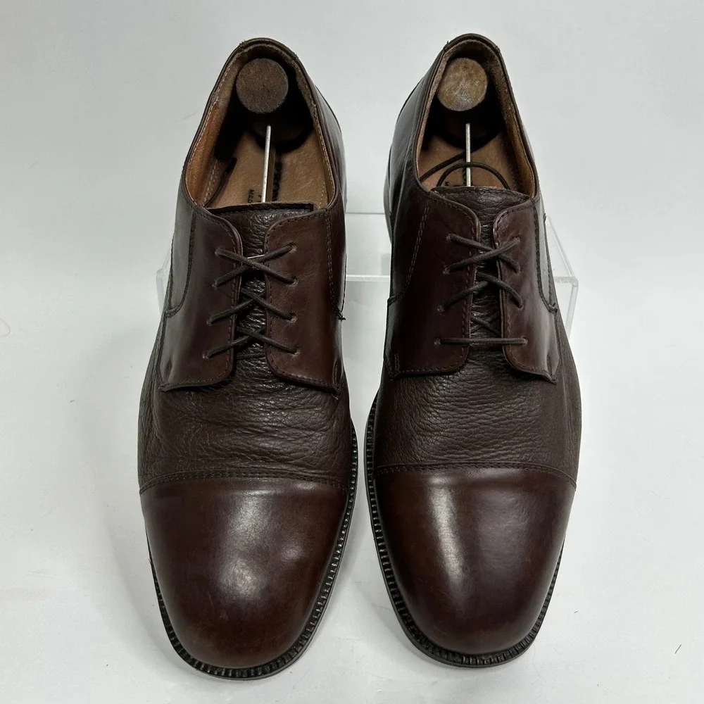 Bruno Magli Mens Dark Brown Leather Cap Toe Oxford Shoes Made in Italy 4388 9.5‎